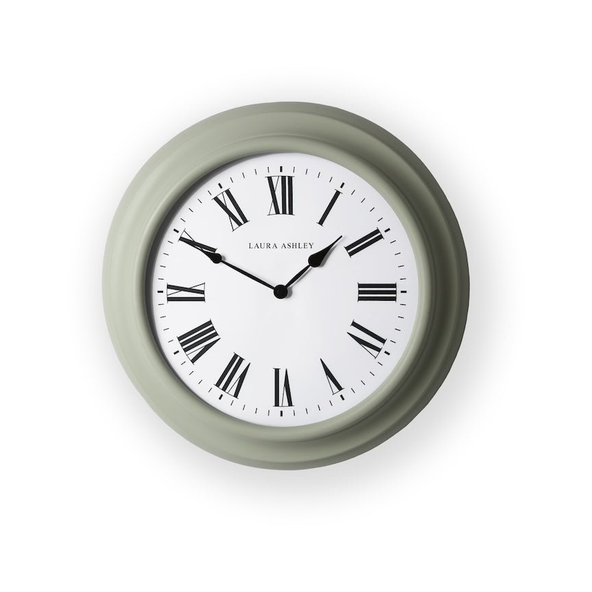 115788 - Graham & Brown - Laura Ashley Brookvale Large Station Clock in Sage Leaf Green - Decor Warehouse