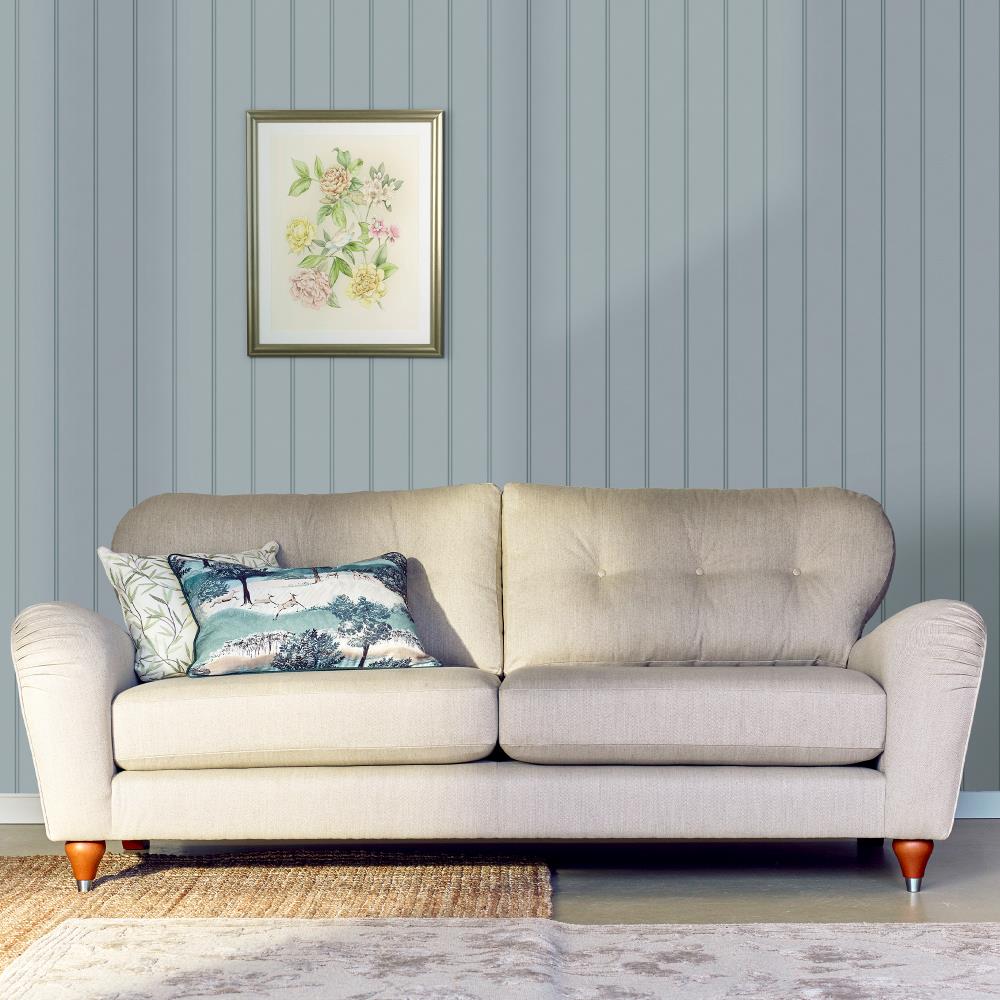 122758 - Laura Ashley - Laura Ashley Chalford Wood Panelling Seaspray Wallpaper - Decor Warehouse