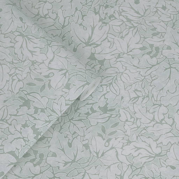 121089 - Laura Ashley - Laura Ashley Corrina Leaf Mineral Green Wallpaper - Decor Warehouse