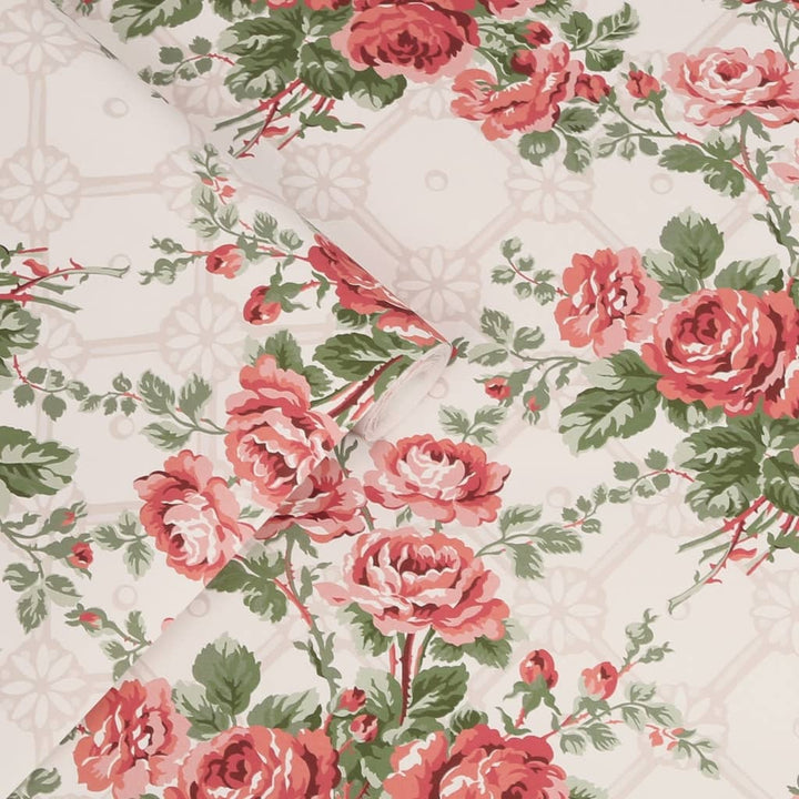 121081 - Laura Ashley - Laura Ashley Country Roses Old Rose Pink Wallpaper - Decor Warehouse