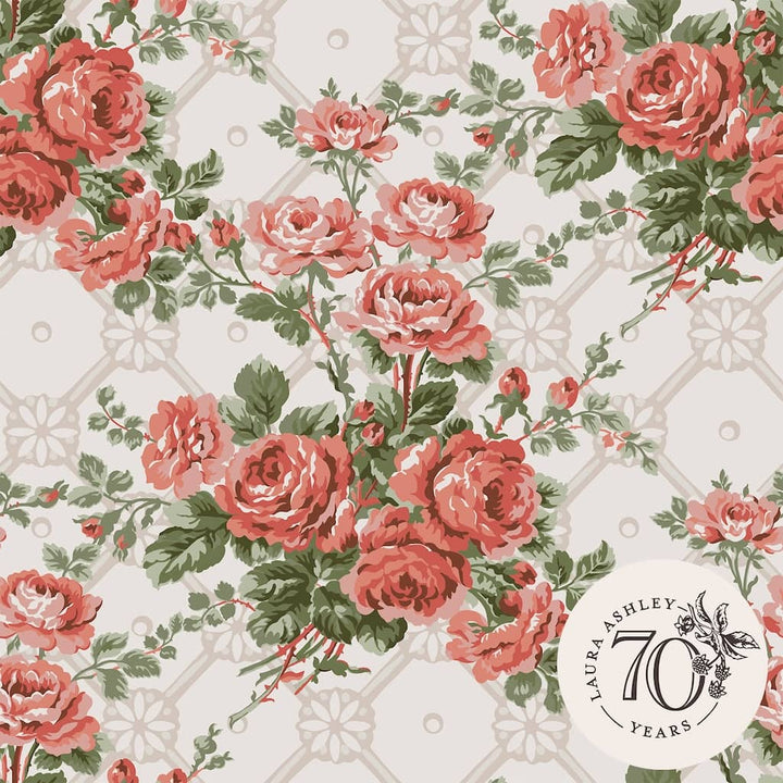 121081 - Laura Ashley - Laura Ashley Country Roses Old Rose Pink Wallpaper - Decor Warehouse