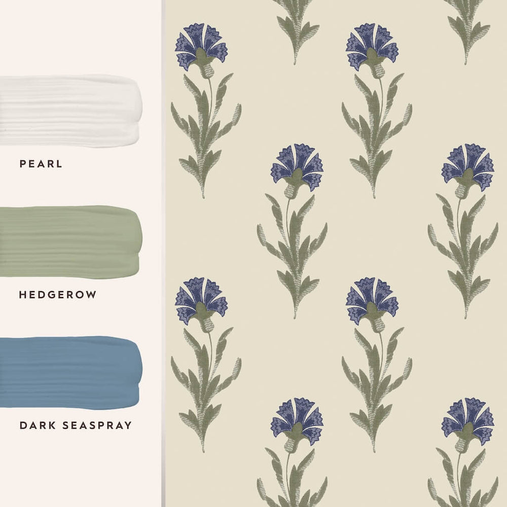 121068 - Laura Ashley - Laura Ashley Dandelion Dusky Seaspray Blue Wallpaper - Decor Warehouse