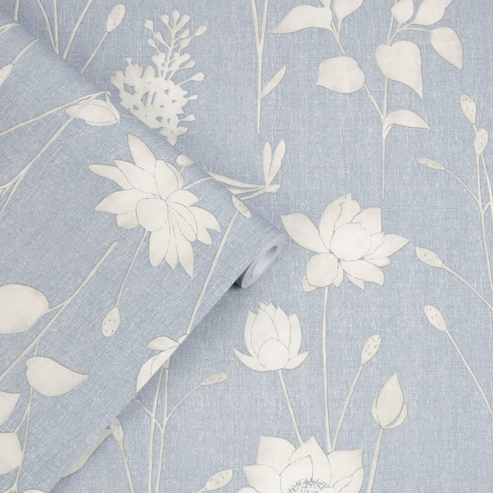 113343 - Laura Ashley - Laura Ashley Dragonfly Garden Chalk Wallpaper - Decor Warehouse