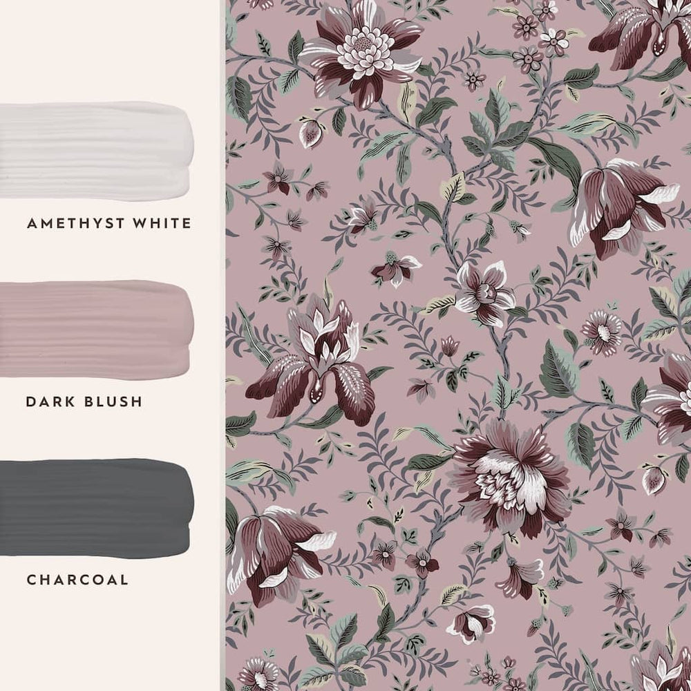 121091 - Laura Ashley - Laura Ashley Edita‚Äôs Garden Pale Blackberry Wallpaper - Decor Warehouse