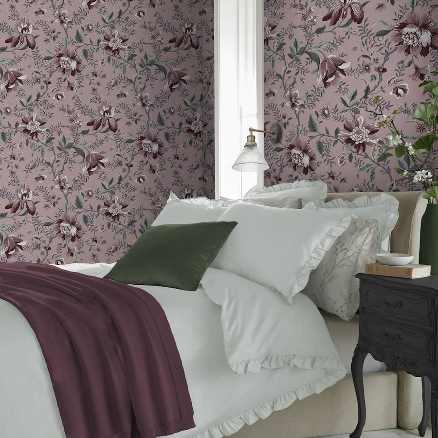 121091 - Laura Ashley - Laura Ashley Edita‚Äôs Garden Pale Blackberry Wallpaper - Decor Warehouse