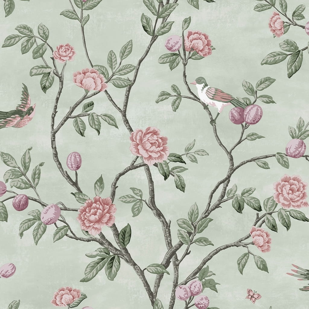 113371 - Laura Ashley - Laura Ashley Eglantine Eau De Nil Wallpaper - Decor Warehouse