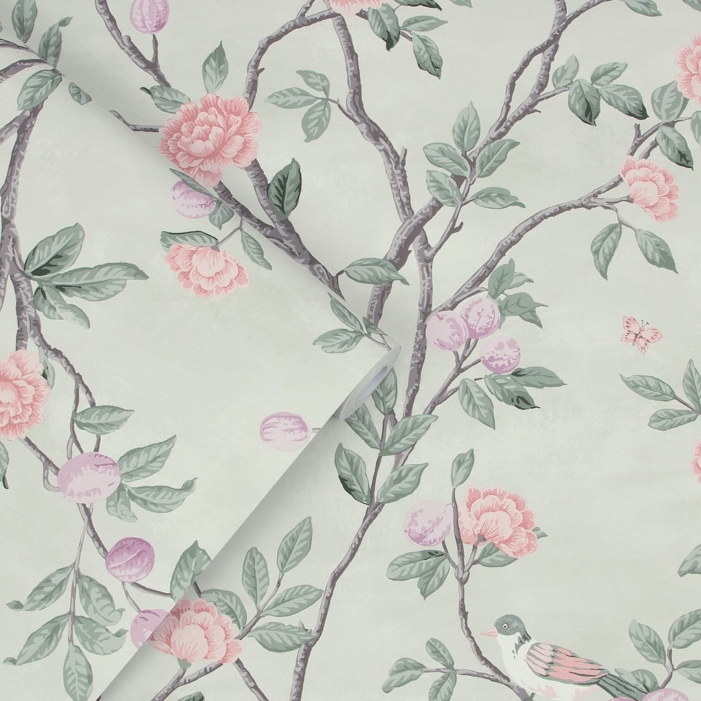 113371 - Laura Ashley - Laura Ashley Eglantine Eau De Nil Wallpaper - Decor Warehouse