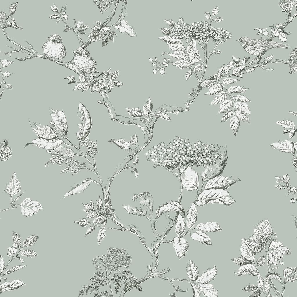 113345 - Laura Ashley - Laura Ashley Elderwood Duck Egg Wallpaper - Decor Warehouse