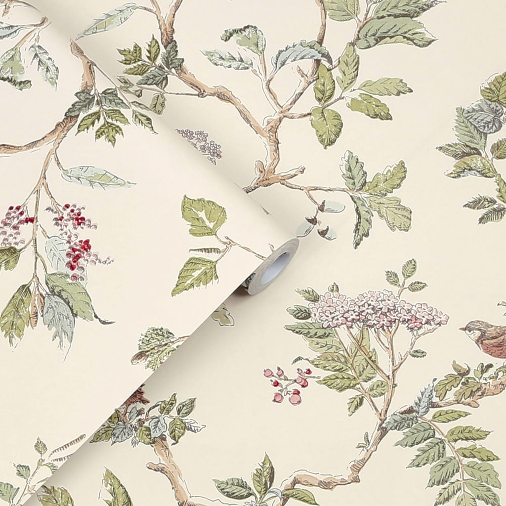 113346 - Laura Ashley - Laura Ashley Elderwood Natural Wallpaper - Decor Warehouse