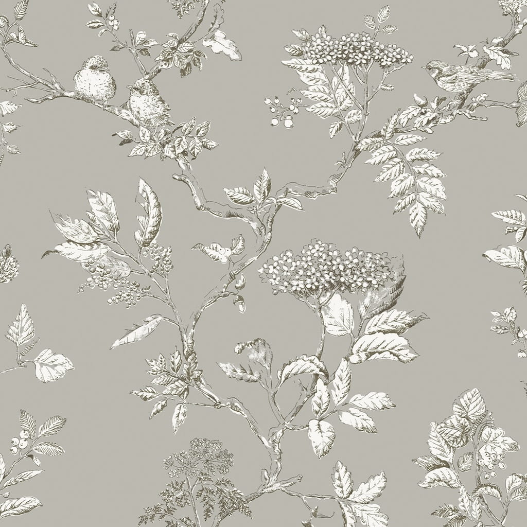 113347 - Laura Ashley - Laura Ashley Elderwood Steel Wallpaper - Decor Warehouse