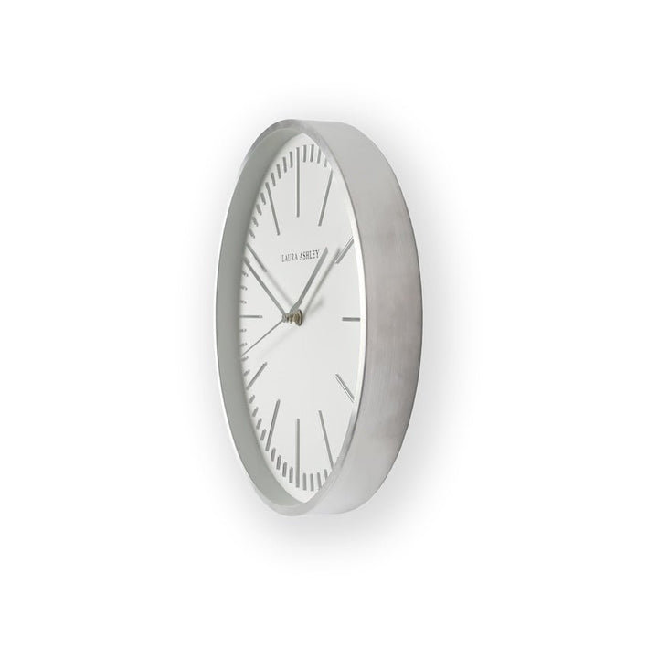 115783 - Graham & Brown - Laura Ashley Glenn Contemporary Silver Metal Clock - Decor Warehouse