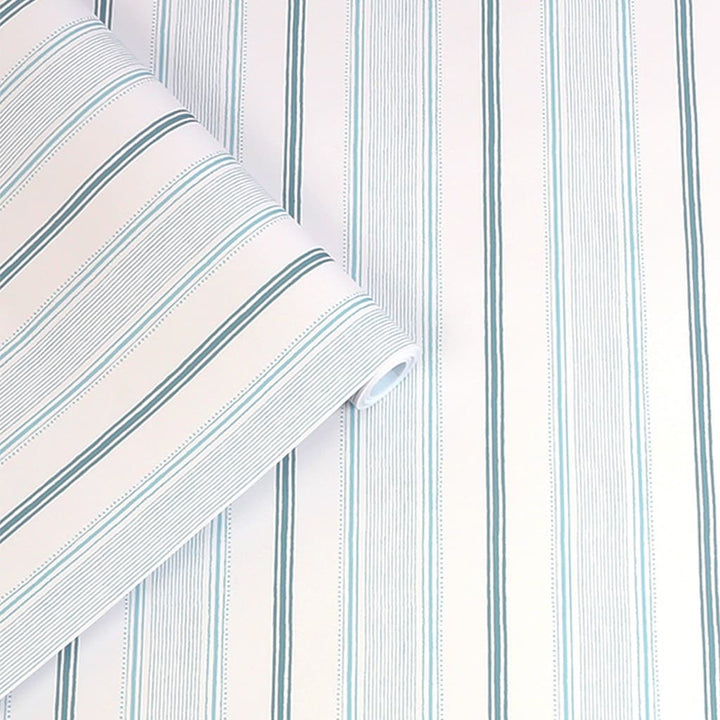 115271 - Laura Ashley - Laura Ashley Heacham Stripe Seaspray Wallpaper - Decor Warehouse