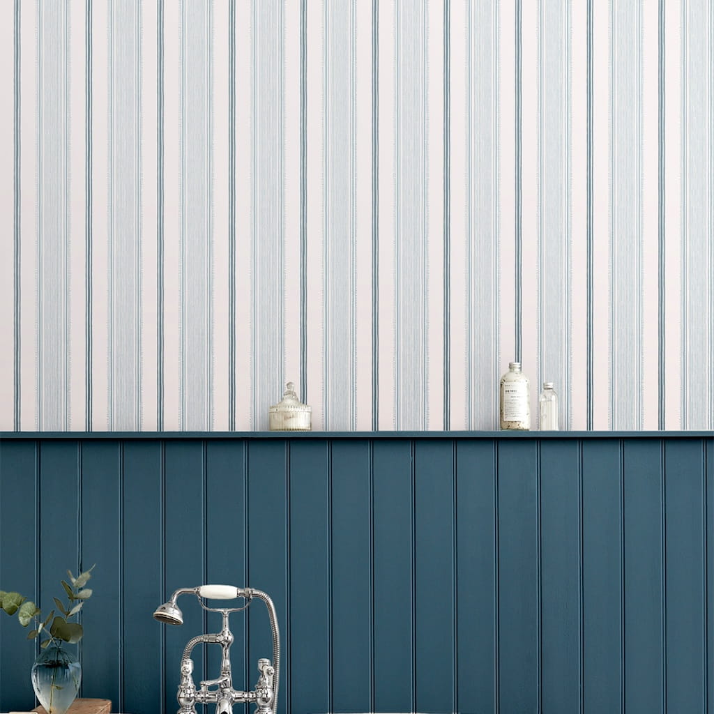 115271 - Laura Ashley - Laura Ashley Heacham Stripe Seaspray Wallpaper - Decor Warehouse