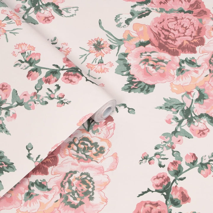 118479 - Laura Ashley - Laura Ashley Hollyhocks Pink Wallpaper - Decor Warehouse