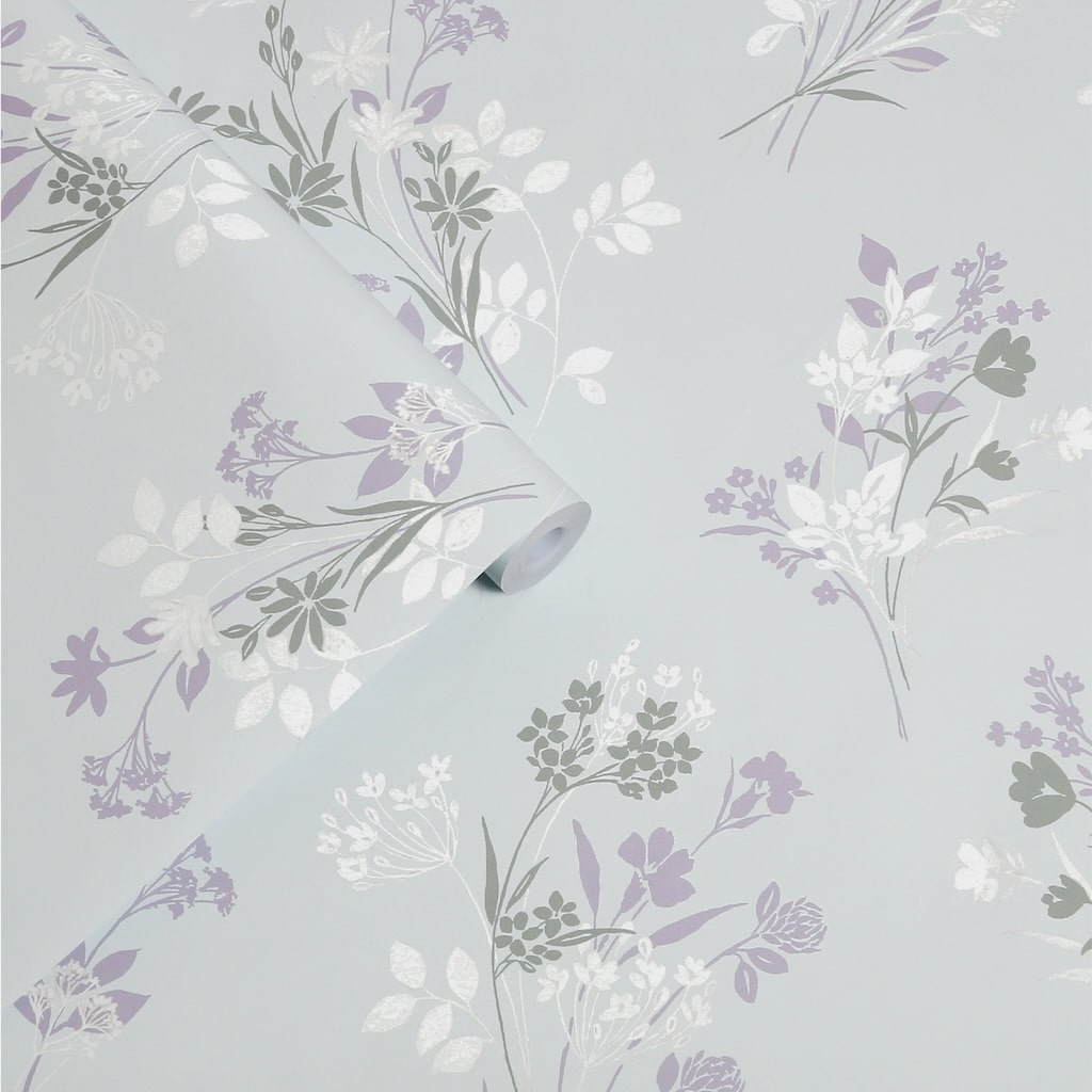 119857 - Laura Ashley - Laura Ashley Igerna Pale Duck Egg Blue Wallpaper - Decor Warehouse