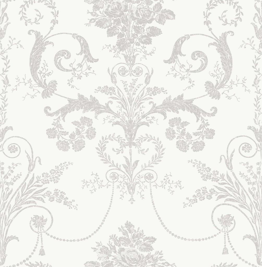 113385 - Laura Ashley - Laura Ashley Josette Dove Grey and White Wallpaper - Decor Warehouse