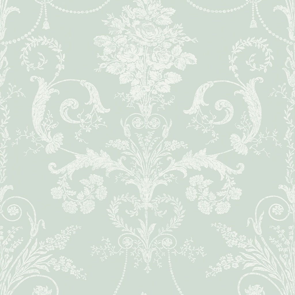 113380 - Laura Ashley - Laura Ashley Josette Duck Egg Wallpaper - Decor Warehouse