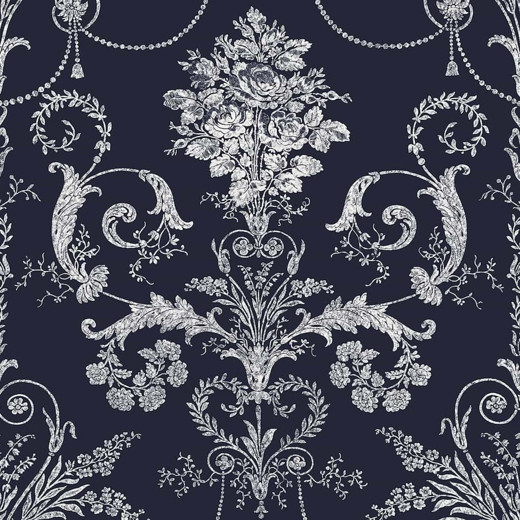 113386 - Laura Ashley - Laura Ashley Josette Midnight Wallpaper - Decor Warehouse