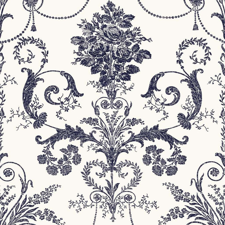 113387 - Laura Ashley - Laura Ashley Josette Off White and Midnight Wallpaper - Decor Warehouse