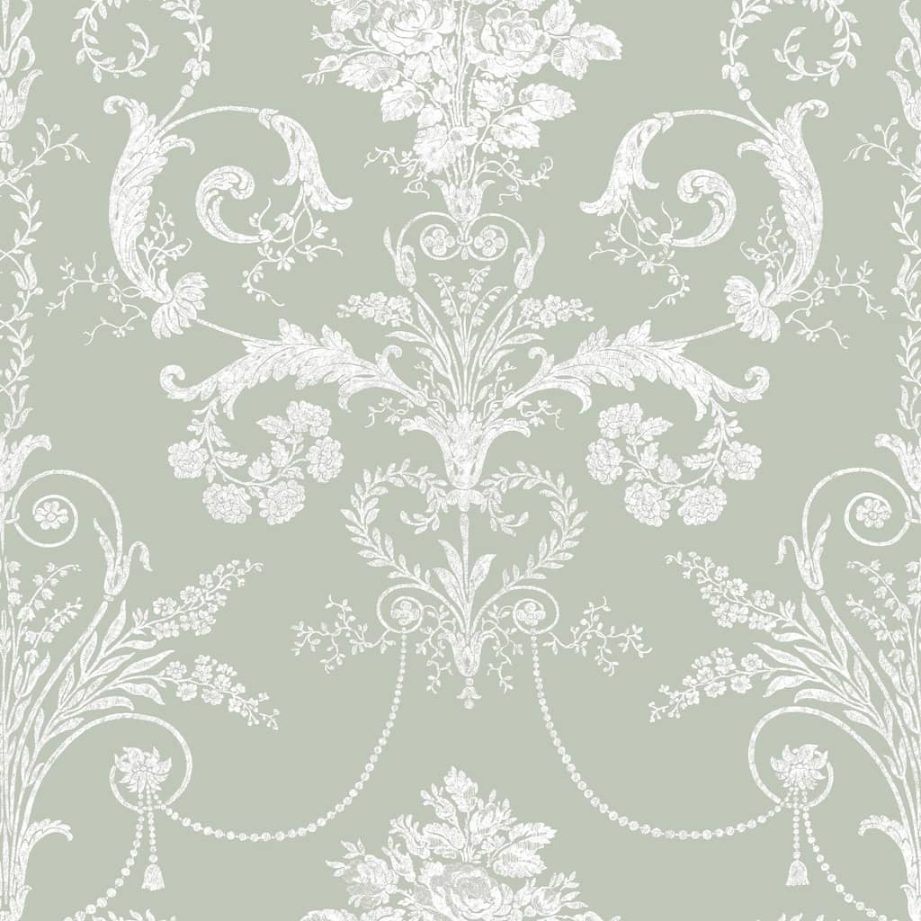 130114 - Laura Ashley - Laura Ashley Josette Sage Green Wallpaper - Decor Warehouse