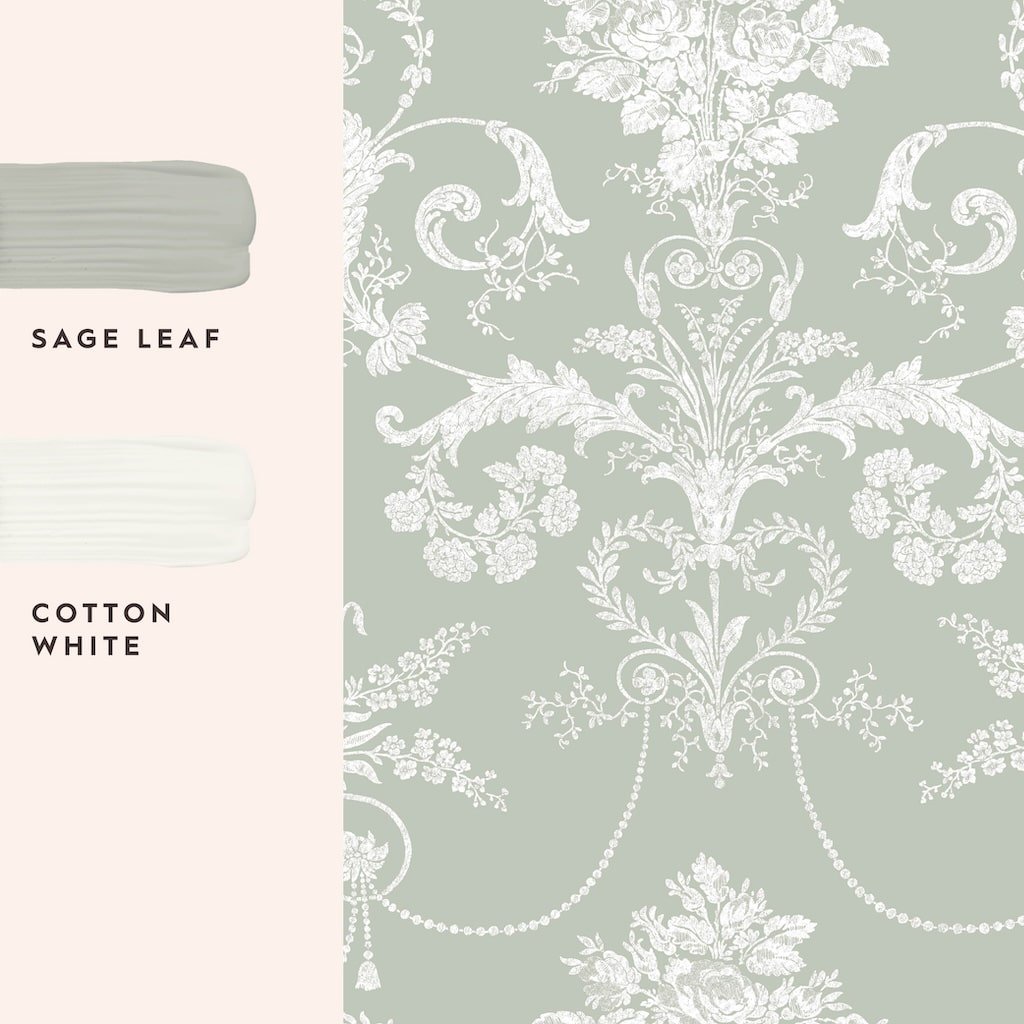 130114 - Laura Ashley - Laura Ashley Josette Sage Green Wallpaper - Decor Warehouse