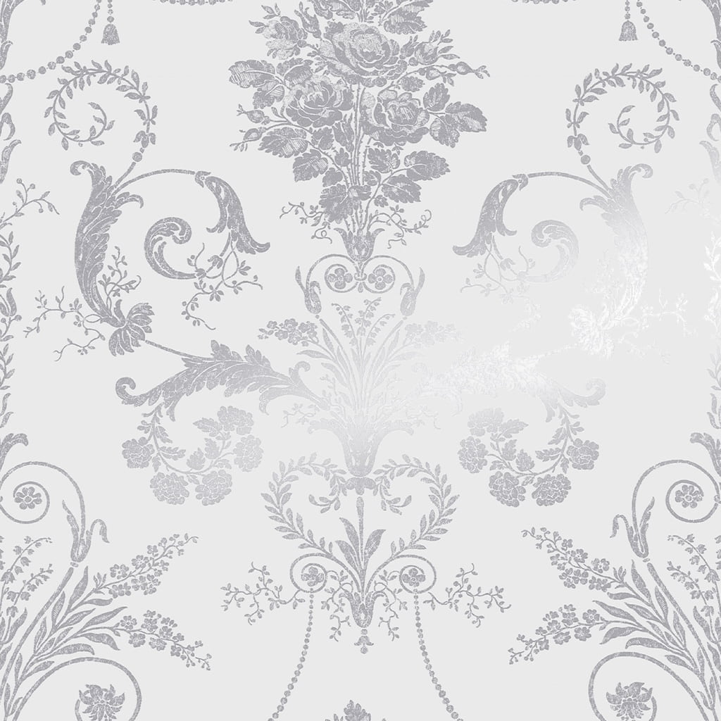 113379 - Laura Ashley - Laura Ashley Josette Silver Wallpaper - Decor Warehouse