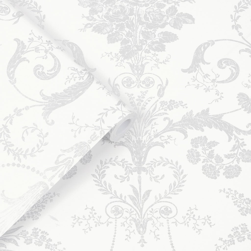 113379 - Laura Ashley - Laura Ashley Josette Silver Wallpaper - Decor Warehouse