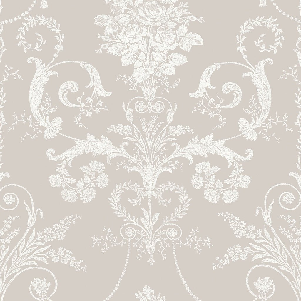 113378 - Laura Ashley - Laura Ashley Josette White Dove Grey Wallpaper - Decor Warehouse