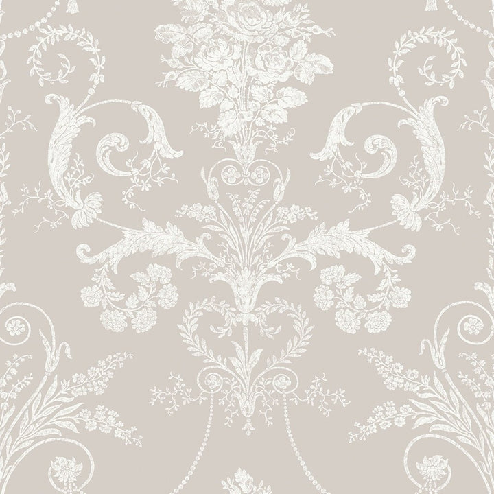 113378 - Laura Ashley - Laura Ashley Josette White Dove Grey Wallpaper - Decor Warehouse