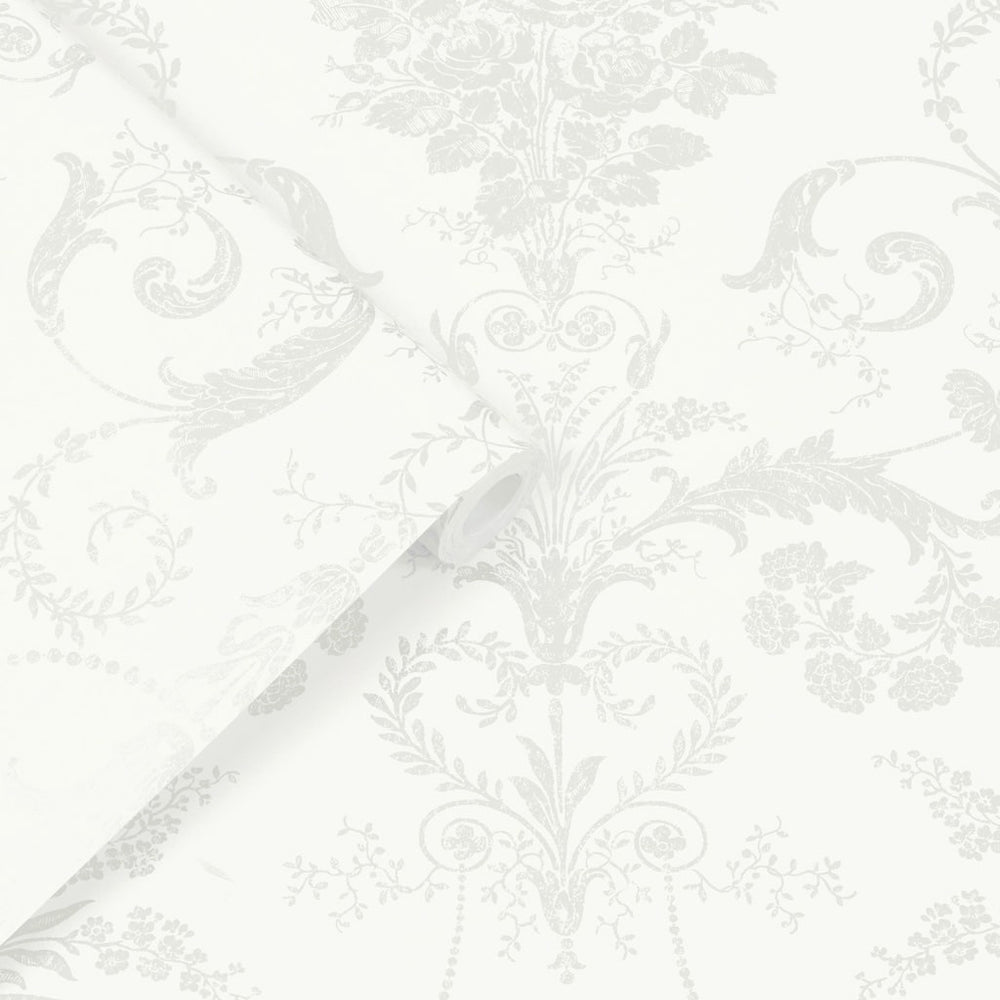 113382 - Laura Ashley - Laura Ashley Josette White Wallpaper - Decor Warehouse