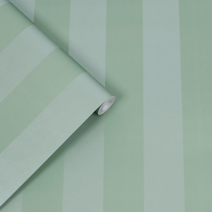 118478 - Laura Ashley - Laura Ashley Lille Pearlescent Stripe Jade Green Wallpaper - Decor Warehouse