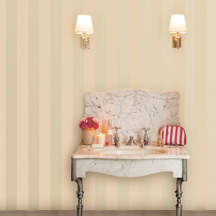 113337 - Laura Ashley - Laura Ashley Lille Pearlescent Stripe Linen Wallpaper - Decor Warehouse