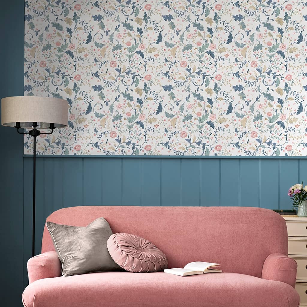 130099 - Laura Ashley - Laura Ashley Litton Dusky Seaspray Wallpaper - Decor Warehouse