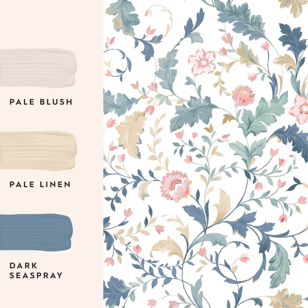 130099 - Laura Ashley - Laura Ashley Litton Dusky Seaspray Wallpaper - Decor Warehouse