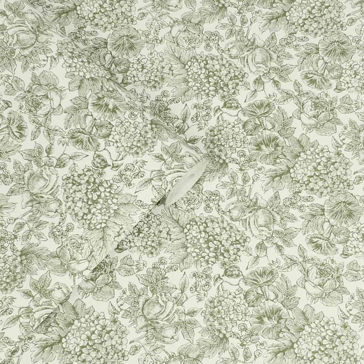 121080 - Laura Ashley - Laura Ashley Louise Moss Green Wallpaper - Decor Warehouse