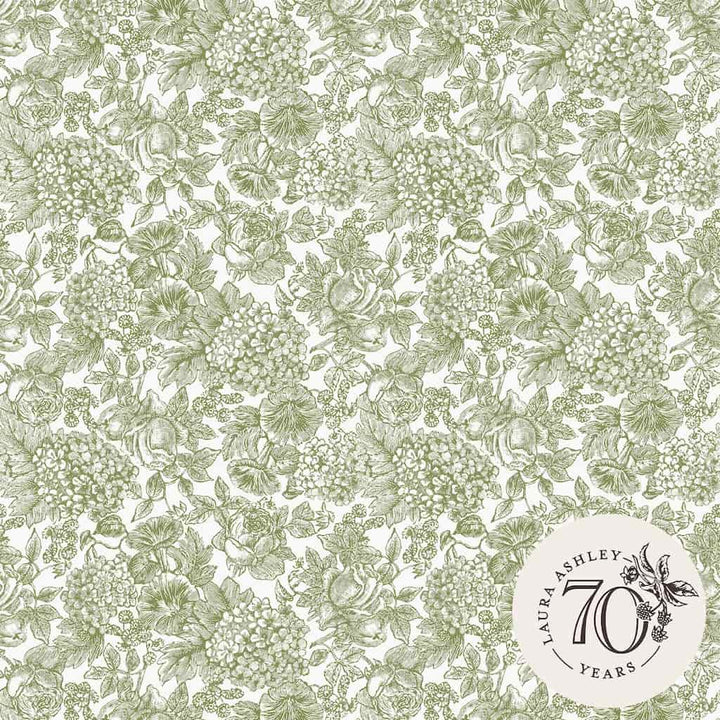 121080 - Laura Ashley - Laura Ashley Louise Moss Green Wallpaper - Decor Warehouse