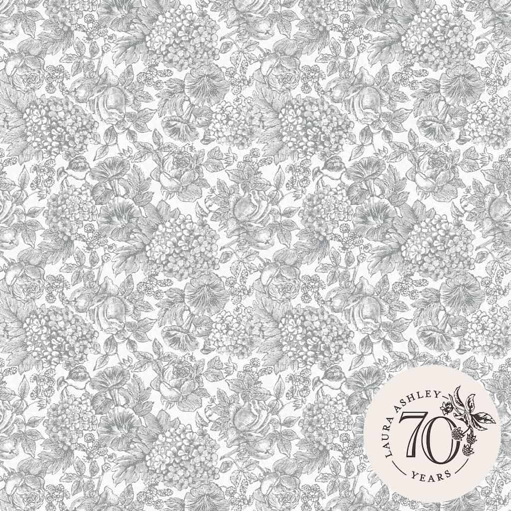 119859 - Laura Ashley - Laura Ashley Louise Slate Grey Wallpaper - Decor Warehouse