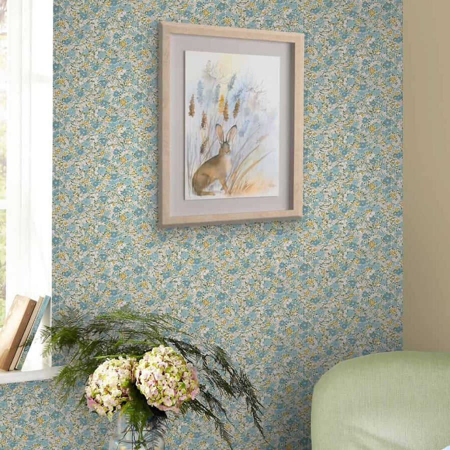 121075 - Laura Ashley - Laura Ashley Loveston Newport Blue Wallpaper - Decor Warehouse