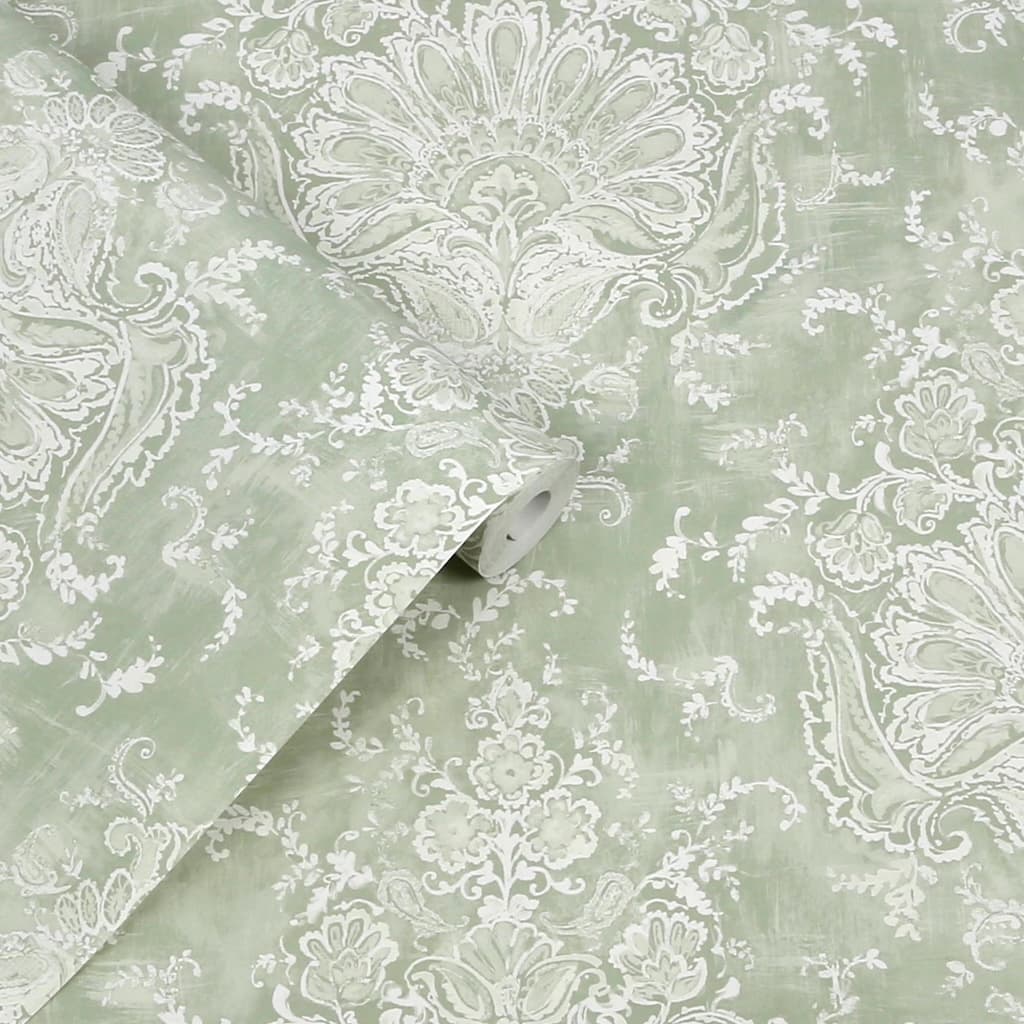 130105 - Laura Ashley - Laura Ashley Maddox Sage Green Wallpaper - Decor Warehouse