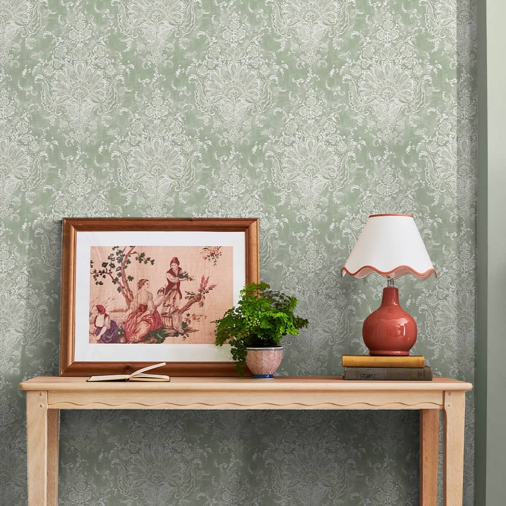 130105 - Laura Ashley - Laura Ashley Maddox Sage Green Wallpaper - Decor Warehouse