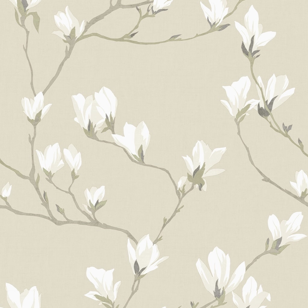 113353 - Laura Ashley - Laura Ashley Magnolia Grove Natural Wallpaper - Decor Warehouse