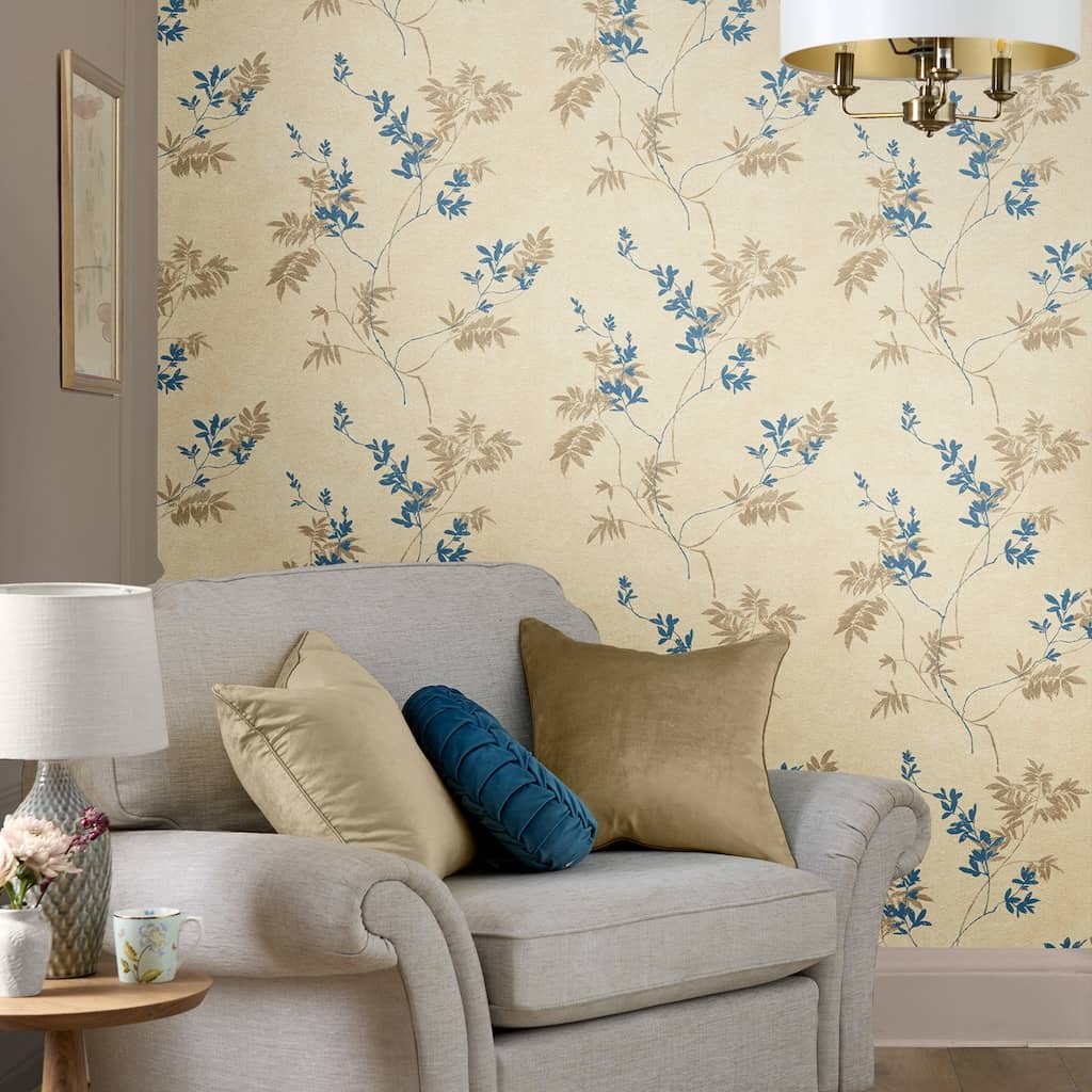 119841 - Laura Ashley - Laura Ashley Mari Gold Wallpaper - Decor Warehouse