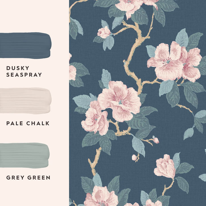 130095 - Laura Ashley - Laura Ashley Maya Dusky Seaspray Wallpaper - Decor Warehouse