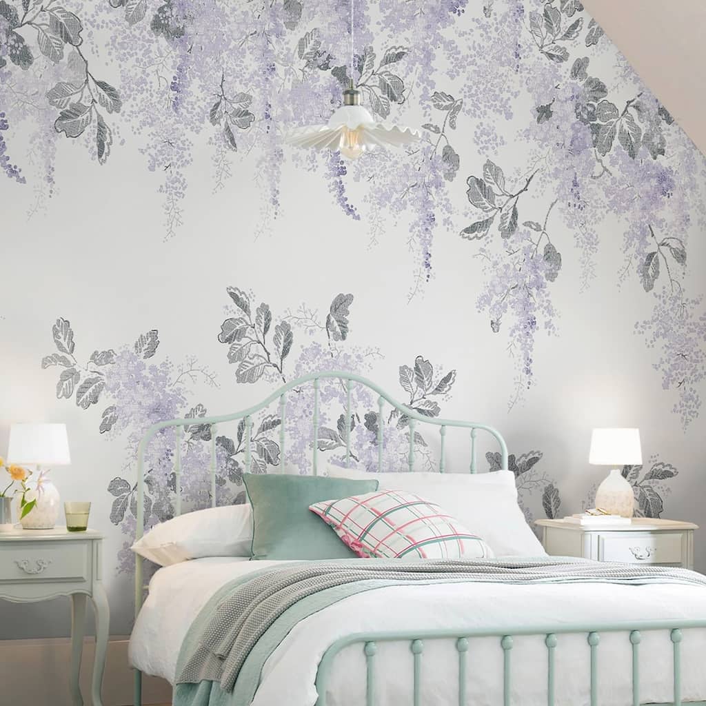 130126 - Laura Ashley - Laura Ashley Mirabelle Pale Amethyst Mural - Decor Warehouse