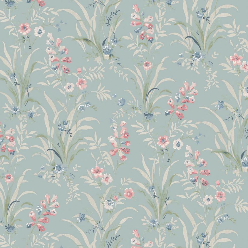 122751 - Laura Ashley - Laura Ashley Mosedale Posy Duck Egg Wallpaper - Decor Warehouse