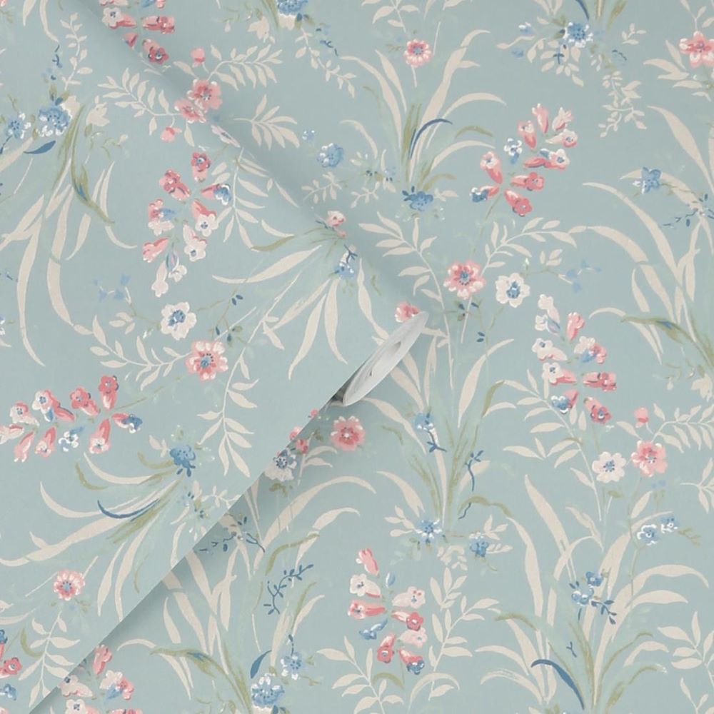 122751 - Laura Ashley - Laura Ashley Mosedale Posy Duck Egg Wallpaper - Decor Warehouse