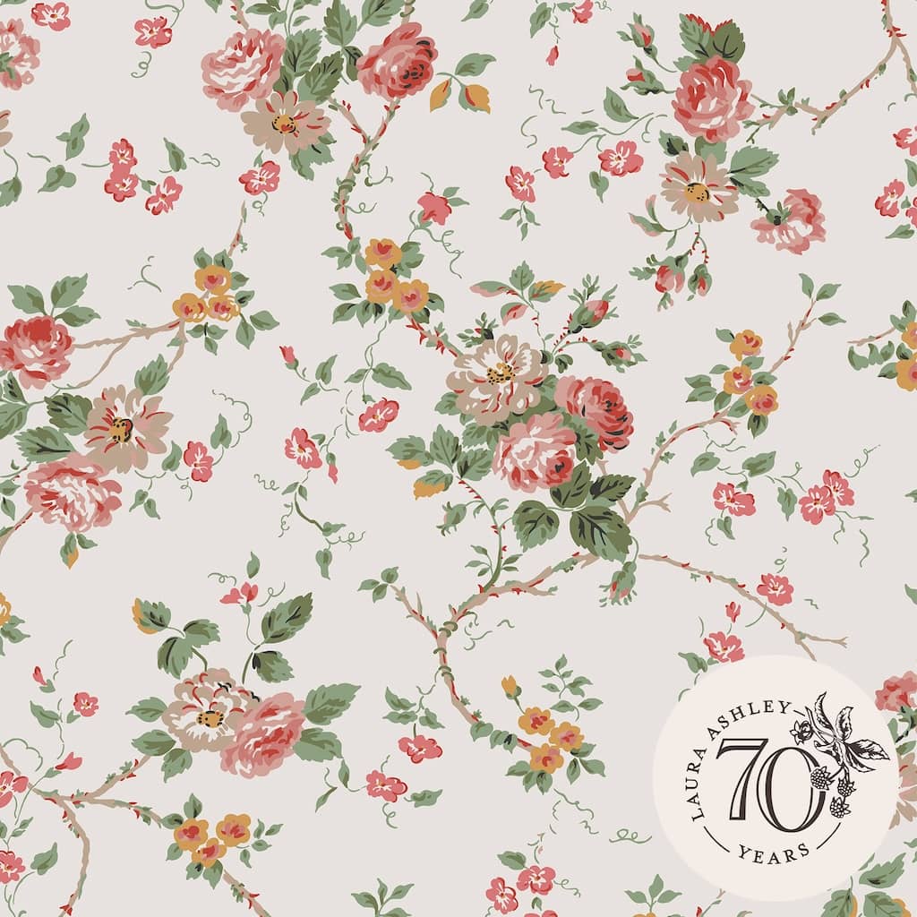 121083 - Laura Ashley - Laura Ashley Mountney Garden Antique Pink Wallpaper - Decor Warehouse