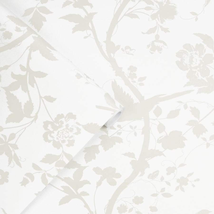 113391 - Laura Ashley - Laura Ashley Oriental Pearlescent White Wallpaper - Decor Warehouse