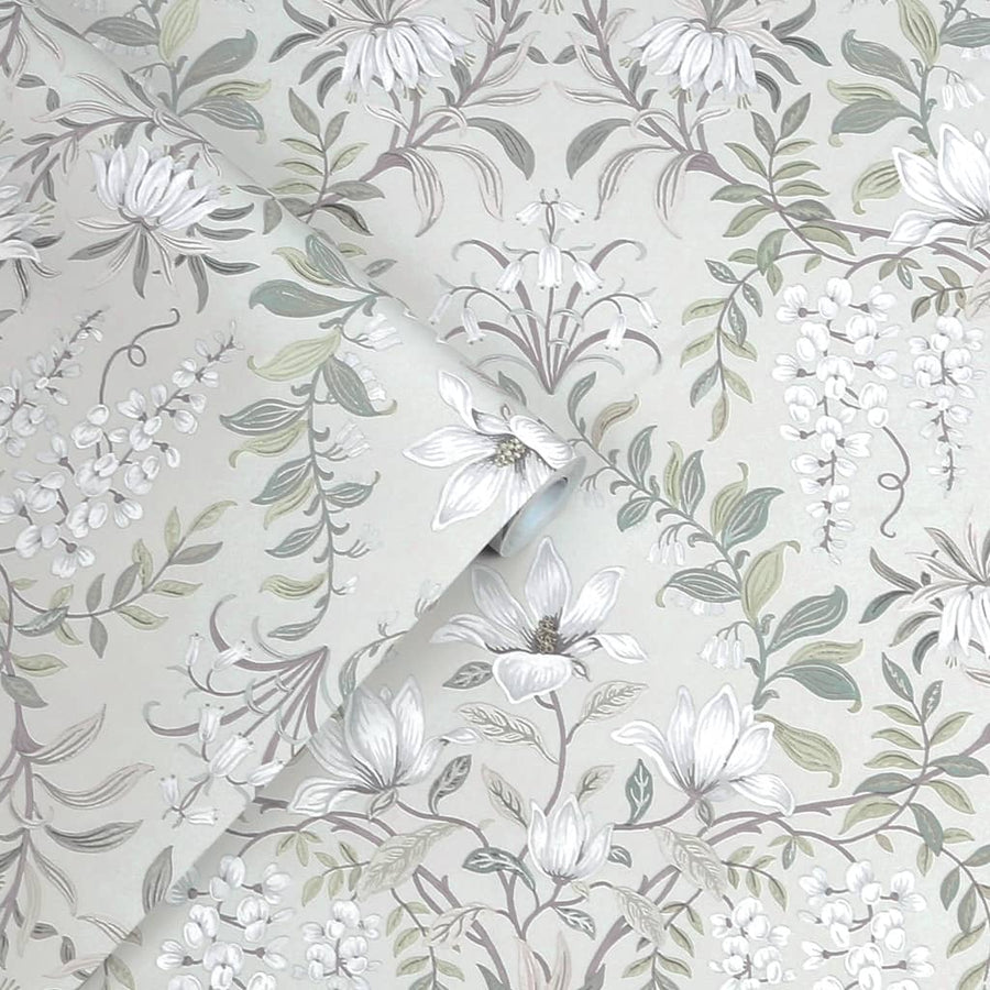 113406 - Laura Ashley - Laura Ashley Parterre Sage Wallpaper - Decor Warehouse