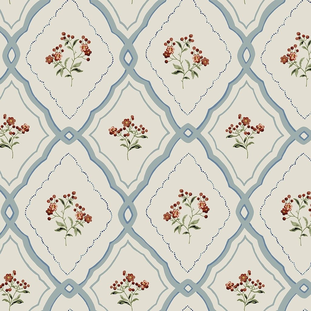 121066 - Laura Ashley - Laura Ashley Pinford Trellis Pale Seaspray Blue Wallpaper - Decor Warehouse